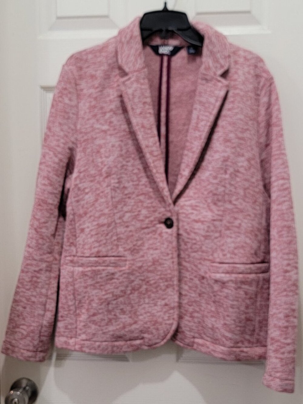 Lands End Plus Burgundy Herringbone Sweater Blazer